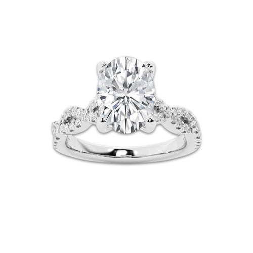7.29 ctw Oval Lab-Grown Diamond Twisted Shank Engagement Ring in Platinum for Women | D Color, VVS1 Clarity, IGI Certified 7.00 ct Center Diamond
