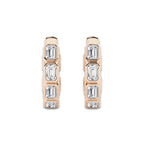 2 ctw Emerald Lab Grown Diamond Huggie Hoop Earrings 14K Rose Gold, DE, VS1
