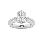 4.00 ctw Oval Lab-Grown Diamond Split-Prong Set Side Stone Engagement Ring in 14K White Gold for Women | Colorless D, VVS1 Clarity, IGI Certified 3.00 ct Center Diamond