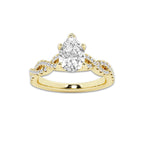 1.25 ctw Pear Lab-Grown Diamond Twisted Shank Engagement Ring in 14K Yellow Gold for Women | E Color, VS1 Clarity, IGI Certified 1.00 ct Center Diamond