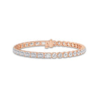 12 1/2 ctw Emerald and Round Lab Grown Diamond Bracelet - 6 Inches 14K Rose Gold, DE, VS1