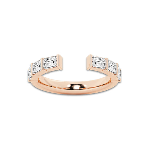 Janet 1 ctw Emerald Lab Grown Diamond Channel Set Nesting Wedding Band 14K Rose Gold, DE, VS1