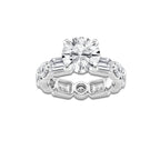 Gina 6 1/3 ctw Round & Emerald Lab Grown Diamond Eternity Engagement Ring 14K White Gold, D, VVS | IGI Certified, 2 1/2 ct Center