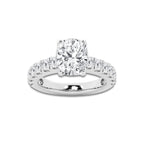 4.00 ctw Elongated Cushion Lab-Grown Diamond Split-Prong Set Side Stone Engagement Ring in Platinum for Women | Colorless E, VS1 Clarity, IGI Certified 3.00 ct Center Diamond