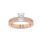 1.69 ctw Radiant Lab-Grown Diamond Double Row Diamond Engagement Ring in 14K Rose Gold for Women | Colorless E, VS1 Clarity, IGI Certified 1.00 ct Center Diamond