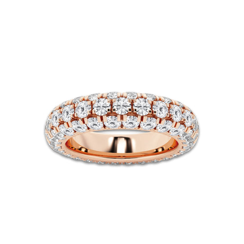 Josephine 3 ctw Domed Round Lab Grown Diamond Eternity Band - 4.8mm Width 14K Rose Gold, DE, VS1