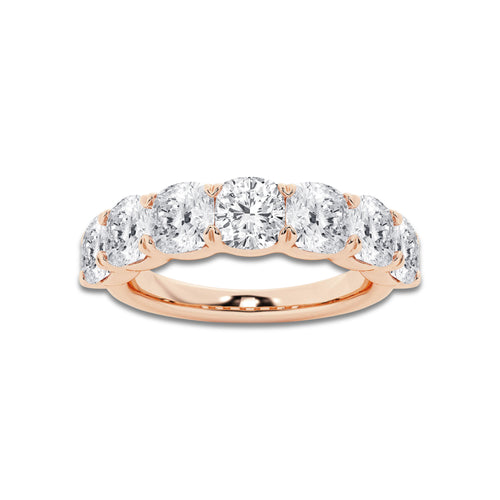 Lyla 2 7/8 ctw Cushion Lab Grown Diamond Seven-Stone Anniversary Band 14K Rose Gold, DE, VS1