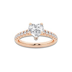 1.91 ctw Heart Lab-Grown Diamond Pave Engagement Ring in 14K Rose Gold for Women | E Color, VS1 Clarity, IGI Certified 1.50 ct Center Diamond