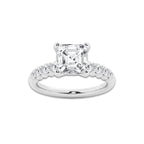 5.66 Ct Asscher Lab-Grown Diamond Half Eternity Engagement Ring in 14K White Gold for Female, Colorless (E), VS1 Clarity | IGI Certified, 5.00 Ct Center Diamond