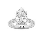 4.35 ctw Pear Lab-Grown Diamond Hidden Halo Side Stone Engagement Ring in Platinum for Women | Colorless E, VS1 Clarity, IGI Certified 4.00 ct Center Diamond