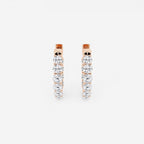 2 ctw Round Lab Grown Diamond Oval-Shaped Inside Out Hoop Earrings 14K Rose Gold, DE, VS1
