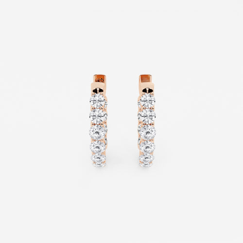 2 ctw Round Lab Grown Diamond Oval-Shaped Inside Out Hoop Earrings 14K Rose Gold, DE, VS1