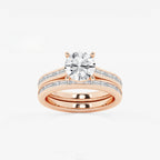 Synergy 2 3/4 ctw Round Lab Grown Diamond Baguette and Princess Side Stone Bridal Set 14K Rose Gold, E, VS1 | IGI Certified, 2 ct Center