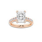3.93 ctw Radiant Lab-Grown Diamond Pave Engagement Ring in 14K Rose Gold for Women | E Color, VS1 Clarity, IGI Certified 3.50 ct Center Diamond