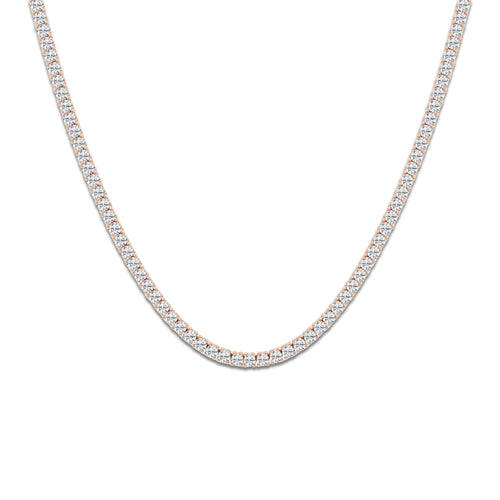 11 ctw Round Lab Grown Diamond Four-Prong Tennis Necklace 14K Rose Gold, DE, VS1