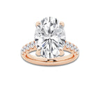 8.55 ctw Oval Lab-Grown Diamond Pave Engagement Ring in 14K Rose Gold for Women | D Color, VVS1 Clarity, IGI Certified 8.00 ct Center Diamond