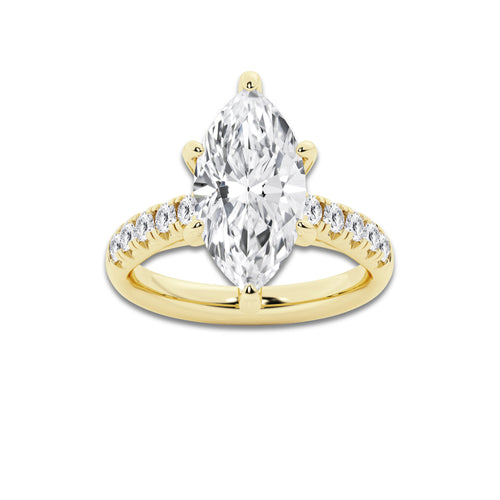 4.43 ctw Marquise Lab-Grown Diamond Pave Engagement Ring in 14K Yellow Gold for Women | D Color, VVS1 Clarity, IGI Certified 4.00 ct Center Diamond
