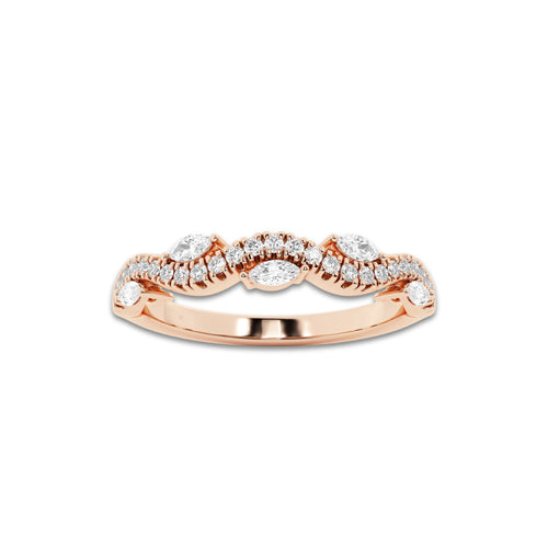 Amira 1/3 ctw Round and Marquise Lab Grown Diamond Vine Stackable Ring 14K Rose Gold, DE, VS1