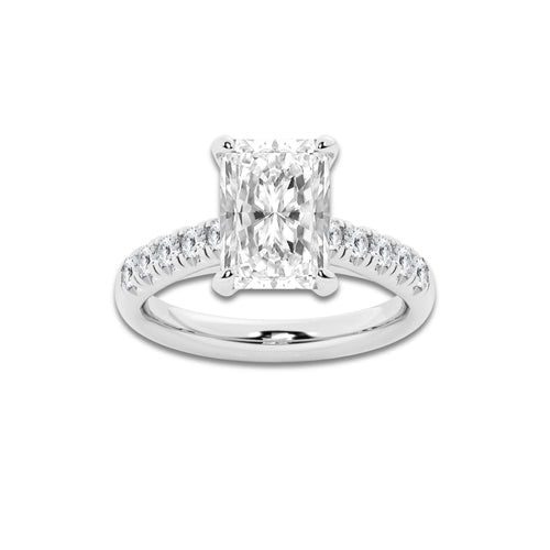 3.93 ctw Radiant Lab-Grown Diamond Pave Engagement Ring in Platinum for Women | D Color, VVS1 Clarity, IGI Certified 3.50 ct Center Diamond