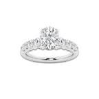 1.54 ctw Oval Lab-Grown Diamond Side Stone Engagement Ring in 14K White Gold for Women | Colorless D, VVS1 Clarity, IGI Certified 1.00 Ct Center Diamond