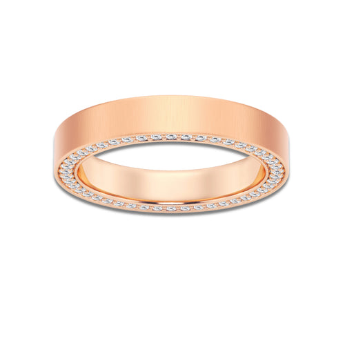 7/8 ctw Round Lab Grown Diamond 4mm Satin Finish Flat Eternity Band 14K Rose Gold, DE, VS1
