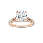 1.83 ctw Round Lab-Grown Diamond Split Shank Side Stone Engagement Ring in 14K Rose Gold for Women | Colorless E, VS1 Clarity, IGI Certified 1.50 ct Center Diamond