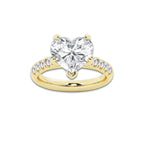 4.43 ctw Heart Lab-Grown Diamond Pave Engagement Ring in 14K Yellow Gold for Women | D Color, VVS1 Clarity, IGI Certified 4.00 ct Center Diamond