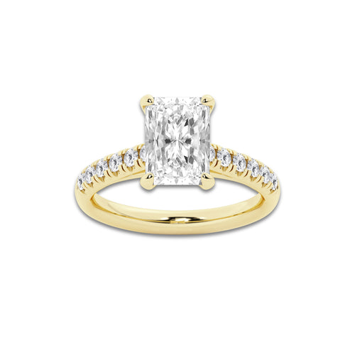 2.90 ctw Radiant Lab-Grown Diamond Pave Engagement Ring in 14K Yellow Gold for Women | E Color, VS1 Clarity, IGI Certified 2.50 ct Center Diamond