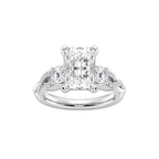 3.60 ctw Radiant Lab-Grown Diamond Side Stone Engagement Ring in Platinum for Women | Colorless D, VVS1 Clarity, IGI Certified 3.00 ct Center Diamond
