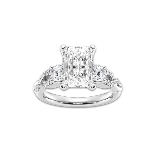 3.60 ctw Radiant Lab-Grown Diamond Side Stone Engagement Ring in Platinum for Women | Colorless D, VVS1 Clarity, IGI Certified 3.00 ct Center Diamond