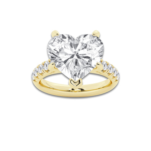 8.55 ctw Heart Lab-Grown Diamond Pave Engagement Ring in 14K Yellow Gold for Women | D Color, VVS1 Clarity, IGI Certified 8.00 ct Center Diamond
