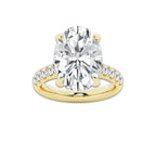 8.55 ctw Oval Lab-Grown Diamond Pave Engagement Ring in 14K Yellow Gold for Women | D Color, VVS1 Clarity, IGI Certified 8.00 ct Center Diamond