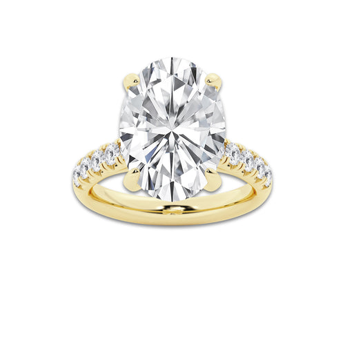 8.55 ctw Oval Lab-Grown Diamond Pave Engagement Ring in 14K Yellow Gold for Women | D Color, VVS1 Clarity, IGI Certified 8.00 ct Center Diamond