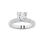 2.94 ctw Asscher Lab-Grown Diamond Twisted Band Engagement Ring in 14K White Gold for Women | Colorless D, VVS1 Clarity, IGI Certified 2.50 ct Center Diamond