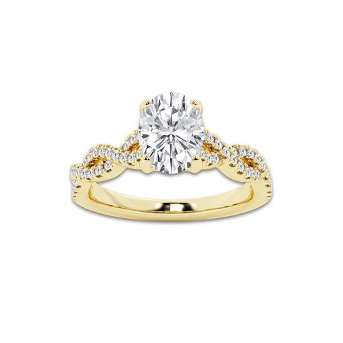 1.25 ctw Oval Lab-Grown Diamond Twisted Shank Engagement Ring in 14K Yellow Gold for Women | E Color, VS1 Clarity, IGI Certified 1.00 ct Center Diamond