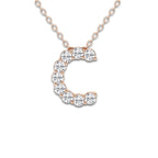 2/5 ctw Round Lab Grown Diamond Initial C Personalized Pendant 14K Rose Gold, DE, VS1