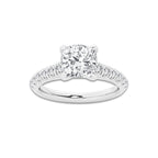 1.91 ctw Cushion Lab-Grown Diamond Pave Engagement Ring in Platinum for Women | E Color, VS1 Clarity, IGI Certified 1.50 ct Center Diamond