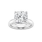 6.00 ctw Cushion Lab-Grown Diamond Minimalist Engagement Ring in 14K White Gold for Women | D Color, VVS1 Clarity, IGI Certified