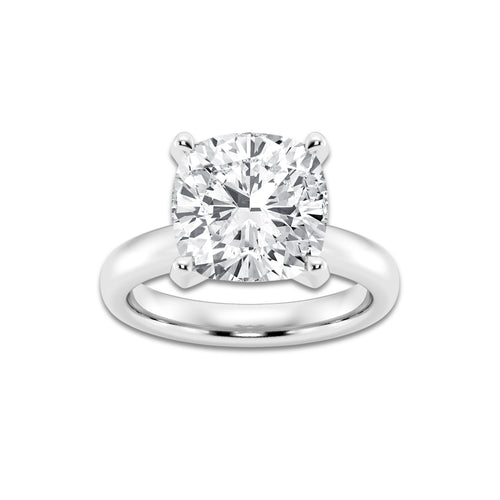 6.00 ctw Cushion Lab-Grown Diamond Minimalist Engagement Ring in 14K White Gold for Women | D Color, VVS1 Clarity, IGI Certified