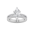 2.69 ctw Marquise Lab-Grown Diamond Double Row Diamond Engagement Ring in Platinum for Women | Colorless E, VS1 Clarity, IGI Certified 2.00 ct Center Diamond