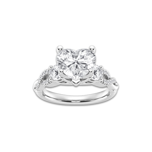 6.61 ctw Heart Lab-Grown Diamond Side Stone Engagement Ring in Platinum for Women | Colorless E, VS1 Clarity, IGI Certified 6.00 ct Center Diamond