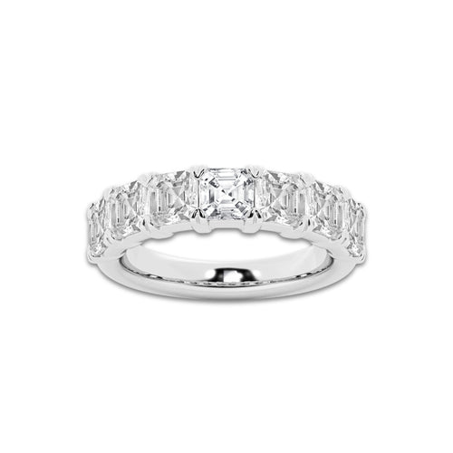 Lia 3 ctw Asscher Lab Grown Diamond Seven-Stone Anniversary Band 14K White Gold, DE, VS1