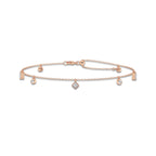 1 1/3 ctw Multi-Shape Lab Grown Diamond Dangle Charm Anklet 14K Rose Gold, DE, VS1