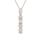 2 ctw Multi-Shape Lab Grown Diamond Pendant with Adjustable Chain 14K Rose Gold, DE, VS1 | 1/2 ct Center