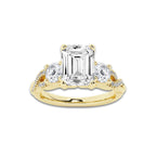 1.23 ctw Emerald Lab-Grown Diamond Side Stone Engagement Ring in 14K Yellow Gold for Women | Colorless E, VS1 Clarity, IGI Certified 0.75 ct Center Diamond