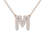 2/5 ctw Round Lab Grown Diamond Initial M Personalized Pendant 14K Rose Gold, DE, VS1