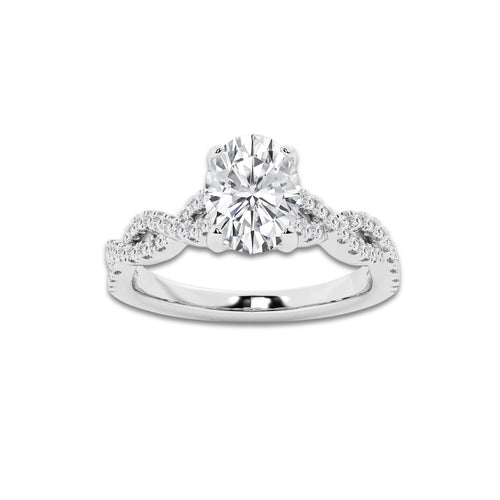 1.25 ctw Oval Lab-Grown Diamond Twisted Shank Engagement Ring in 14K White Gold for Women | D Color, VVS1 Clarity, IGI Certified 1.00 ct Center Diamond