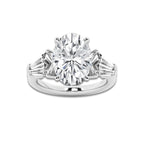 7 ctw Oval Lab Grown Diamond Solitaire Engagement Ring with Shield Side Stones Platinum, D, VVS | 5 ct Center