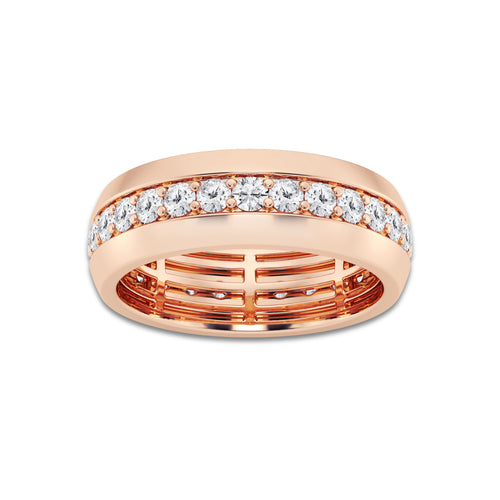 2 ctw Round Lab Grown Diamond Men's Eternity Band - 7.3mm Width 14K Rose Gold, DE, VS1