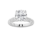 2.44 ctw Round Lab-Grown Diamond Twisted Band Engagement Ring in 14K White Gold for Women | Colorless E, VS1 Clarity, IGI Certified 2.00 ct Center Diamond